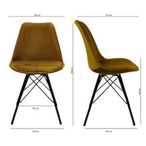 Esszimmerstuhl – Velvet Stoff, Metallgestell, Kuipform Design, Gold Farbe - Velvet | Kick