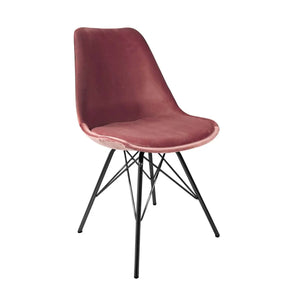 Esszimmerstuhl – Velvet Stoff, Metallgestell, Kuipform Design, Rosa Farbe - Velvet | Kick