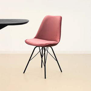 Esszimmerstuhl – Velvet Stoff, Metallgestell, Kuipform Design, Rosa Farbe - Velvet | Kick