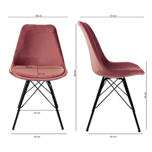 Esszimmerstuhl – Velvet Stoff, Metallgestell, Kuipform Design, Rosa Farbe - Velvet | Kick