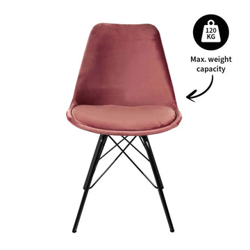Esszimmerstuhl – Velvet Stoff, Metallgestell, Kuipform Design, Rosa Farbe - Velvet | Kick
