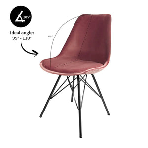 Esszimmerstuhl – Velvet Stoff, Metallgestell, Kuipform Design, Rosa Farbe - Velvet | Kick