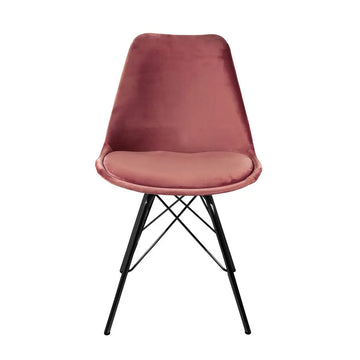 Esszimmerstuhl – Velvet Stoff, Metallgestell, Kuipform Design, Rosa Farbe - Velvet | Kick