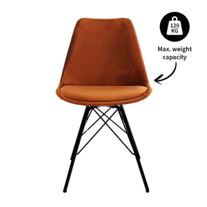 Esszimmerstuhl – Velvet Stoff, Metallgestell, Kuipform Design, Orange Farbe - Velvet | Kick