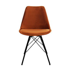 Esszimmerstuhl – Velvet Stoff, Metallgestell, Kuipform Design, Orange Farbe - Velvet | Kick