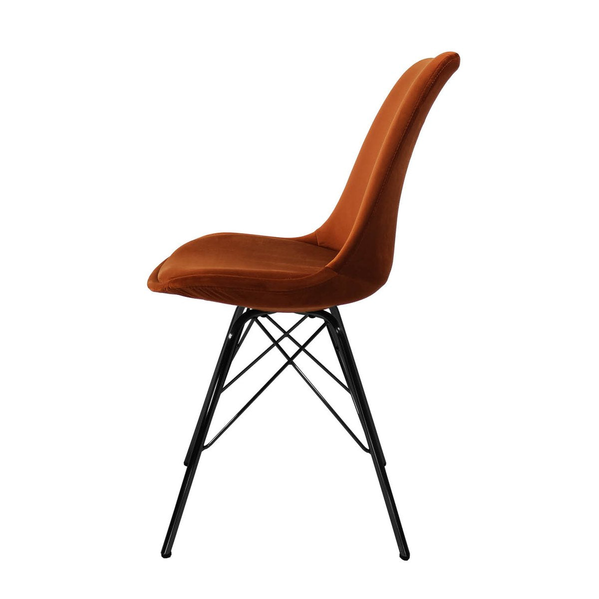 Esszimmerstuhl – Velvet Stoff, Metallgestell, Kuipform Design, Orange Farbe - Velvet | Kick