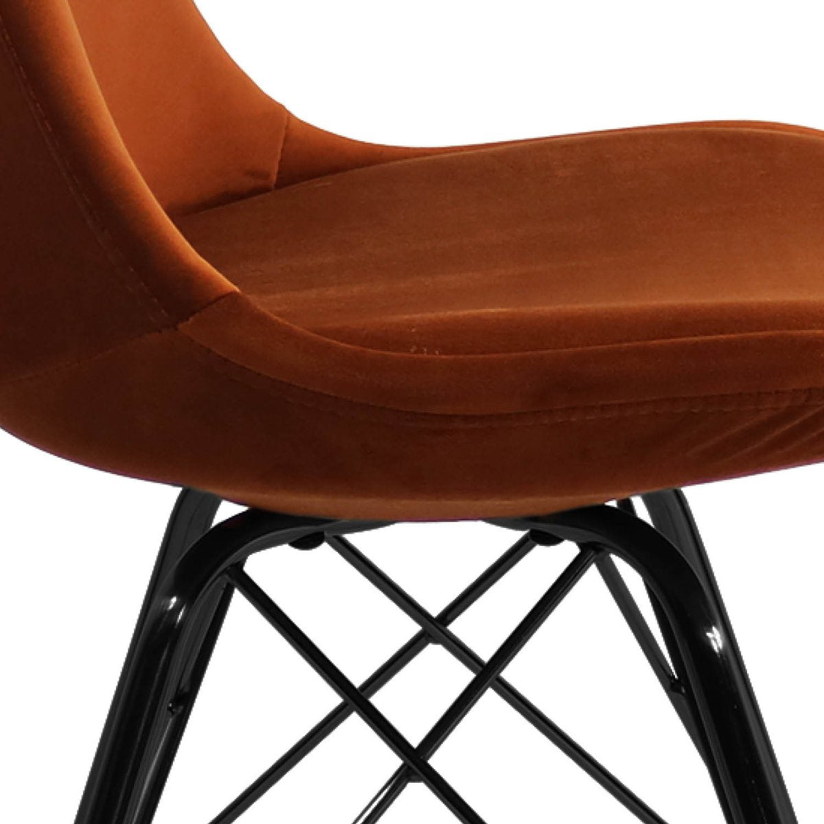 Esszimmerstuhl – Velvet Stoff, Metallgestell, Kuipform Design, Orange Farbe - Velvet | Kick
