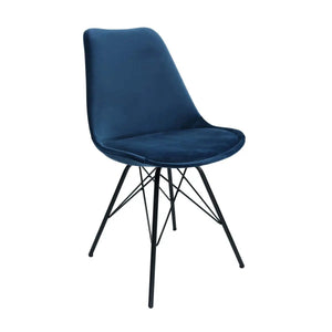 Esszimmerstuhl – Velvet Stoff, Metallgestell, Kuipform Design, Dunkelblau Farbe - Velvet | Kick