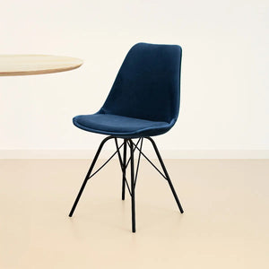Esszimmerstuhl – Velvet Stoff, Metallgestell, Kuipform Design, Dunkelblau Farbe - Velvet | Kick