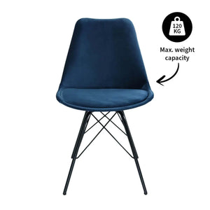 Esszimmerstuhl – Velvet Stoff, Metallgestell, Kuipform Design, Dunkelblau Farbe - Velvet | Kick