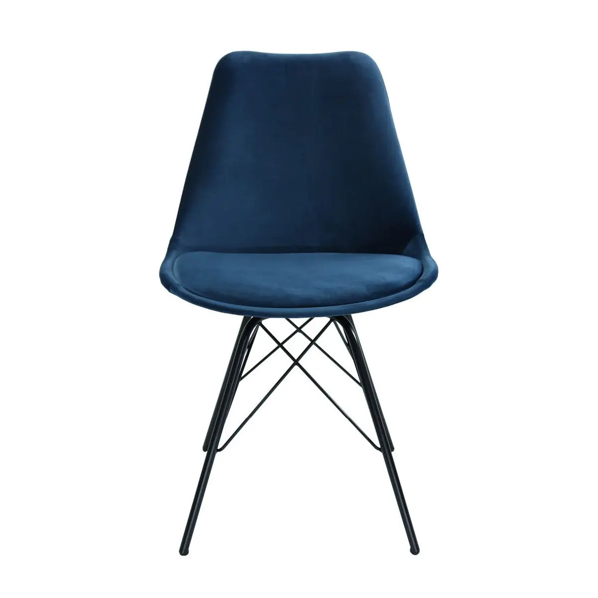 Esszimmerstuhl – Velvet Stoff, Metallgestell, Kuipform Design, Dunkelblau Farbe - Velvet | Kick
