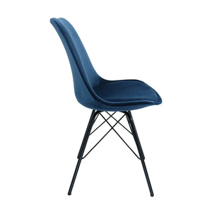 Esszimmerstuhl – Velvet Stoff, Metallgestell, Kuipform Design, Dunkelblau Farbe - Velvet | Kick