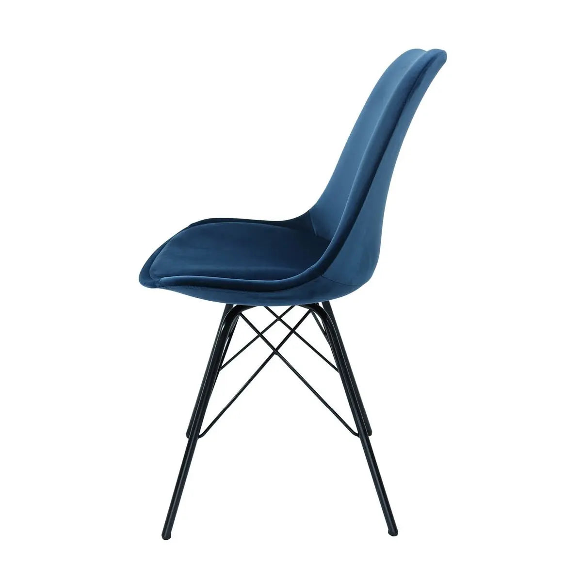 Esszimmerstuhl – Velvet Stoff, Metallgestell, Kuipform Design, Dunkelblau Farbe - Velvet | Kick