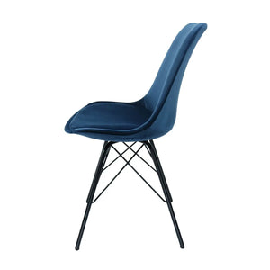Esszimmerstuhl – Velvet Stoff, Metallgestell, Kuipform Design, Dunkelblau Farbe - Velvet | Kick