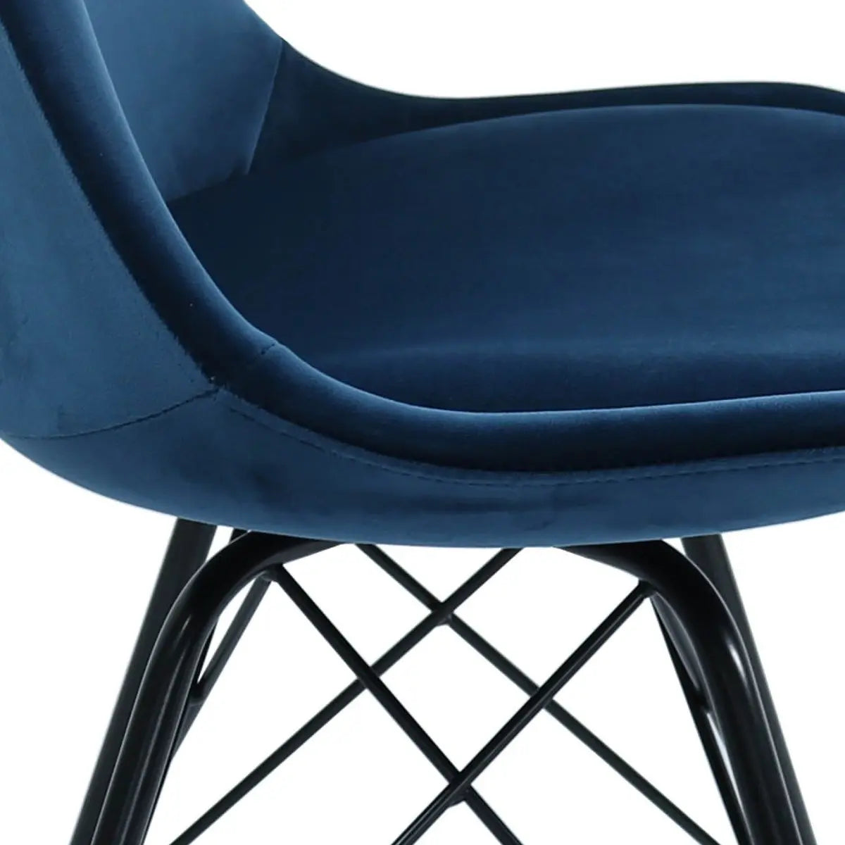 Esszimmerstuhl – Velvet Stoff, Metallgestell, Kuipform Design, Dunkelblau Farbe - Velvet | Kick