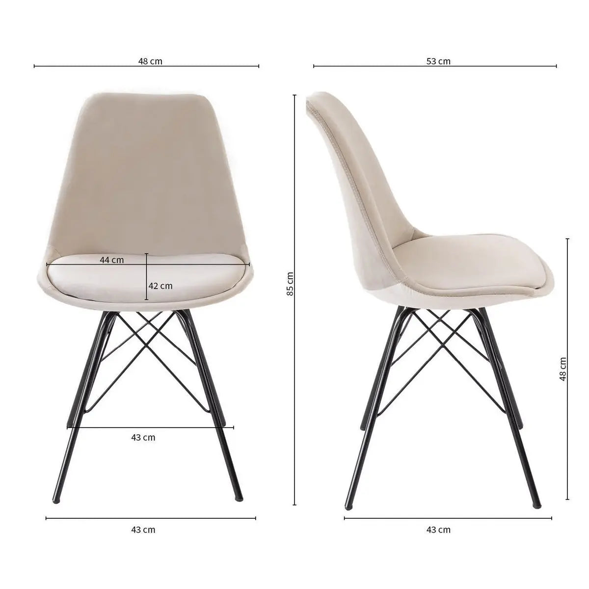 Esszimmerstuhl – Velvet Stoff, Metallgestell, Kuipform Design, Champagner Farbe - Velvet | Kick