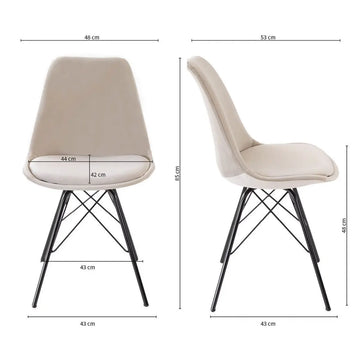 Esszimmerstuhl – Velvet Stoff, Metallgestell, Kuipform Design, Champagner Farbe - Velvet | Kick
