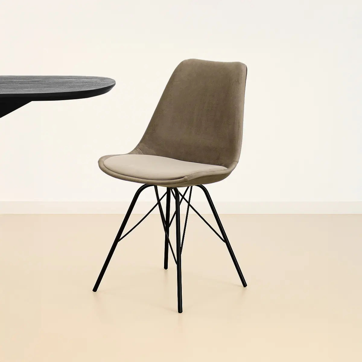 Esszimmerstuhl – Velvet Stoff, Metallgestell, Kuipform Design, Taupe Farbe - Velvet | Kick