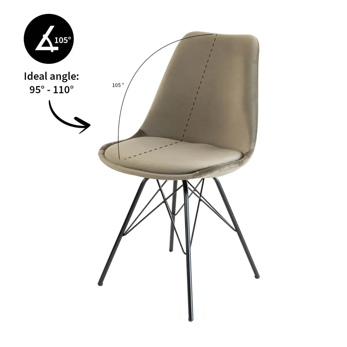 Esszimmerstuhl – Velvet Stoff, Metallgestell, Kuipform Design, Taupe Farbe - Velvet | Kick