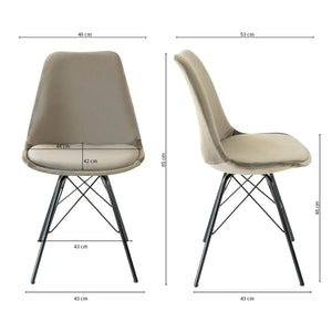 Esszimmerstuhl – Velvet Stoff, Metallgestell, Kuipform Design, Taupe Farbe - Velvet | Kick