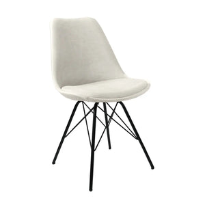 Esszimmerstuhl – Velvet Stoff, Metallgestell, Kuipform Design, Elfenbein Farbe - Velvet | Kick