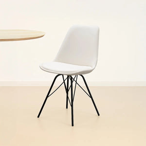 Esszimmerstuhl – Velvet Stoff, Metallgestell, Kuipform Design, Elfenbein Farbe - Velvet | Kick