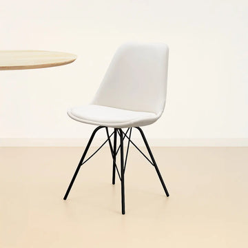 Esszimmerstuhl – Velvet Stoff, Metallgestell, Kuipform Design, Elfenbein Farbe - Velvet | Kick