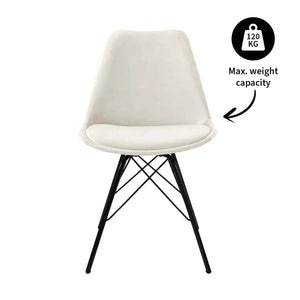 Esszimmerstuhl – Velvet Stoff, Metallgestell, Kuipform Design, Elfenbein Farbe - Velvet | Kick