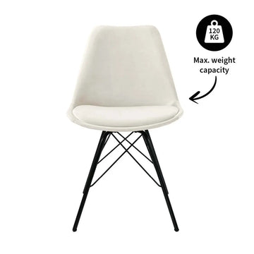 Esszimmerstuhl – Velvet Stoff, Metallgestell, Kuipform Design, Elfenbein Farbe - Velvet | Kick