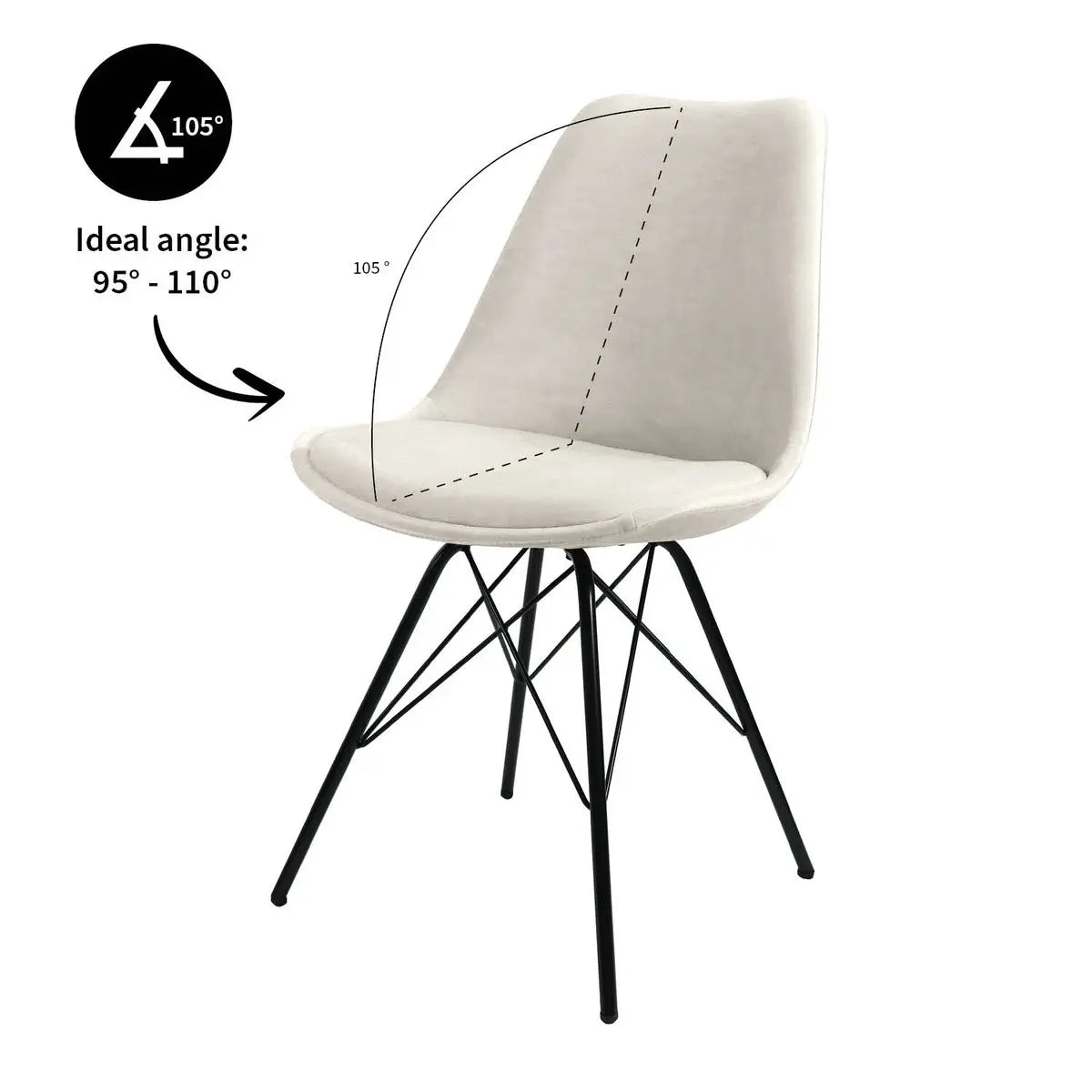Esszimmerstuhl – Velvet Stoff, Metallgestell, Kuipform Design, Elfenbein Farbe - Velvet | Kick