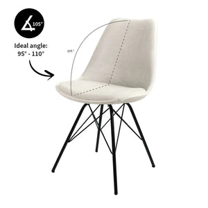 Esszimmerstuhl – Velvet Stoff, Metallgestell, Kuipform Design, Elfenbein Farbe - Velvet | Kick
