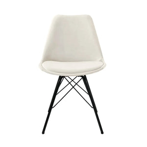 Esszimmerstuhl – Velvet Stoff, Metallgestell, Kuipform Design, Elfenbein Farbe - Velvet | Kick