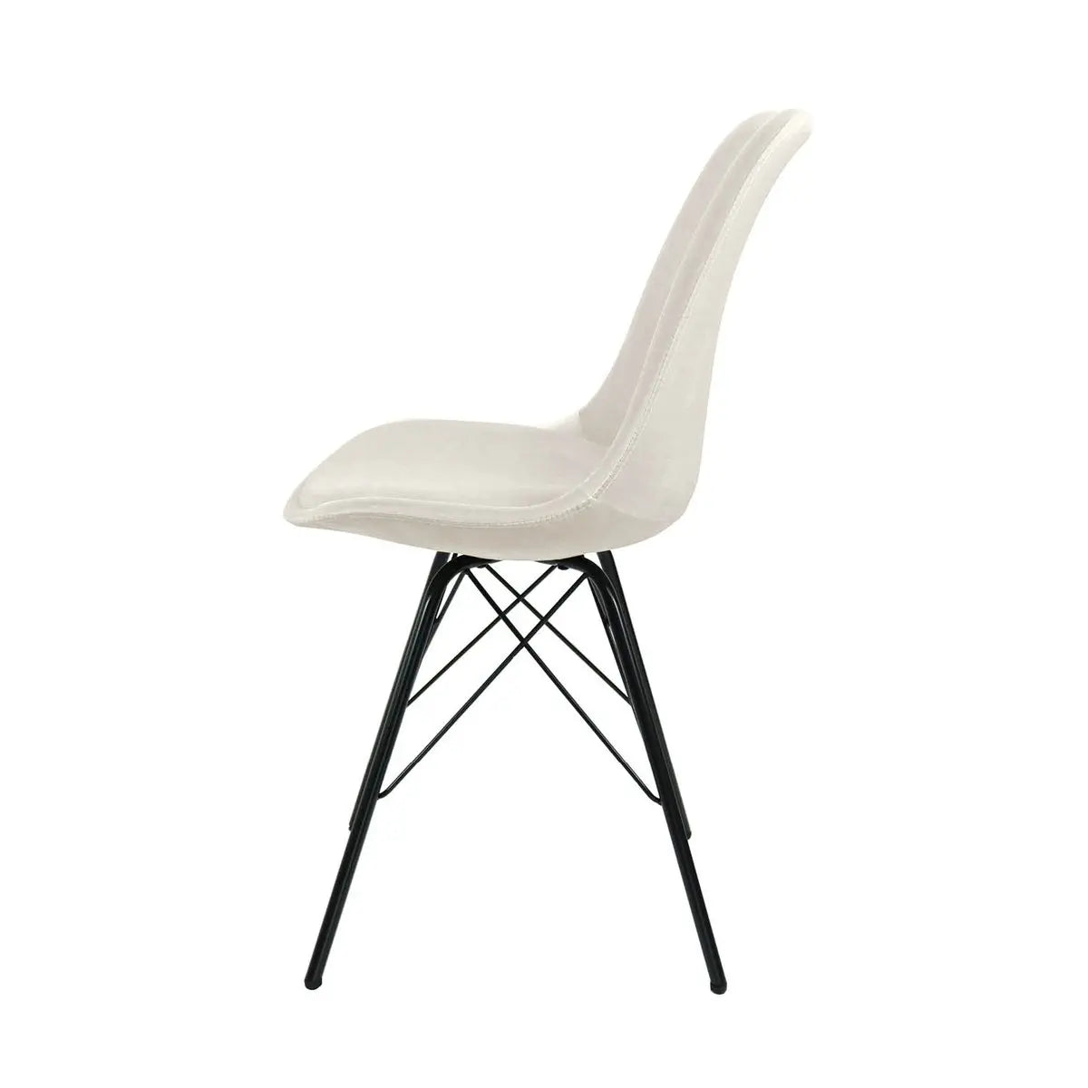 Esszimmerstuhl – Velvet Stoff, Metallgestell, Kuipform Design, Elfenbein Farbe - Velvet | Kick