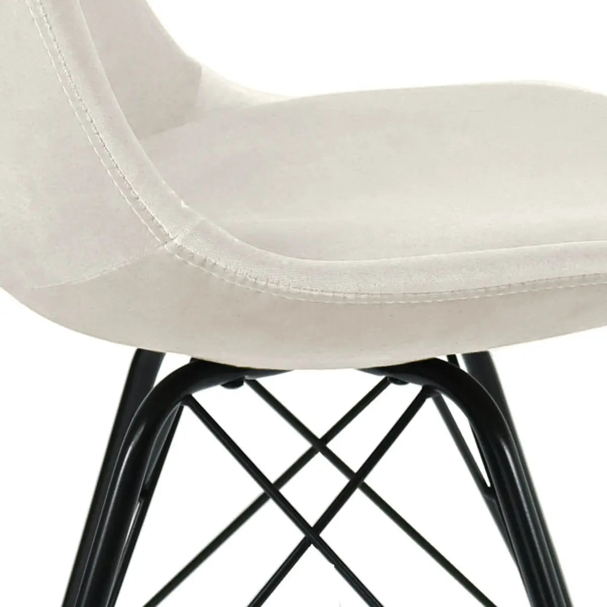 Esszimmerstuhl – Velvet Stoff, Metallgestell, Kuipform Design, Elfenbein Farbe - Velvet | Kick