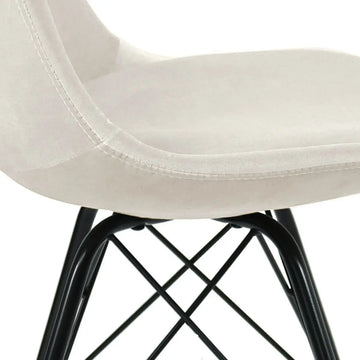 Esszimmerstuhl – Velvet Stoff, Metallgestell, Kuipform Design, Elfenbein Farbe - Velvet | Kick