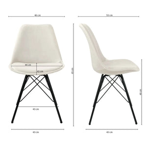 Esszimmerstuhl – Velvet Stoff, Metallgestell, Kuipform Design, Elfenbein Farbe - Velvet | Kick