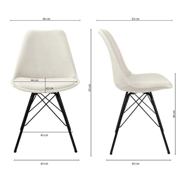 Esszimmerstuhl – Velvet Stoff, Metallgestell, Kuipform Design, Elfenbein Farbe - Velvet | Kick