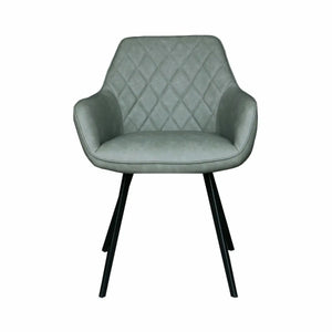 Esszimmerstuhl – Grünes PU-Leder, Schwarzes Metall, Federnder Sitz - Karl | Kick Collection