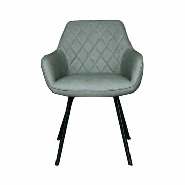 Esszimmerstuhl – Grünes PU-Leder, Schwarzes Metall, Federnder Sitz - Karl | Kick Collection