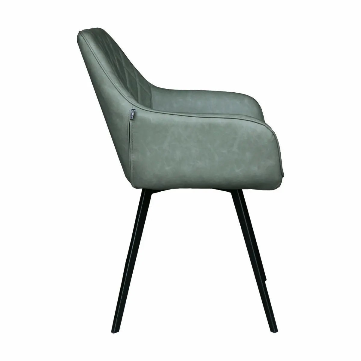 Esszimmerstuhl – Grünes PU-Leder, Schwarzes Metall, Federnder Sitz - Karl | Kick Collection