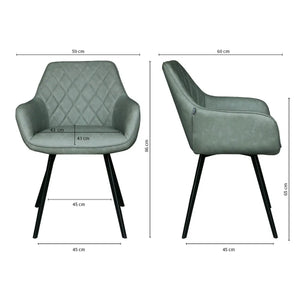 Esszimmerstuhl – Grünes PU-Leder, Schwarzes Metall, Federnder Sitz - Karl | Kick Collection
