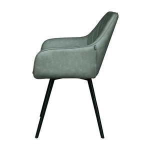 Esszimmerstuhl – Grünes PU-Leder, Schwarzes Metall, Federnder Sitz - Karl | Kick Collection