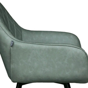 Esszimmerstuhl – Grünes PU-Leder, Schwarzes Metall, Federnder Sitz - Karl | Kick Collection
