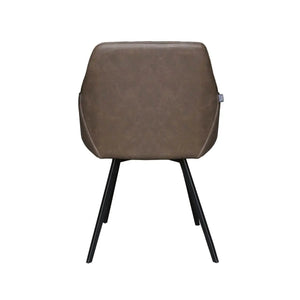 Esszimmerstuhl – Braunes PU-Leder, Schwarzes Metall, Federnder Sitz - Karl | Kick Collection