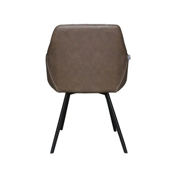 Esszimmerstuhl – Braunes PU-Leder, Schwarzes Metall, Federnder Sitz - Karl | Kick Collection