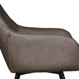 Esszimmerstuhl – Braunes PU-Leder, Schwarzes Metall, Federnder Sitz - Karl | Kick Collection