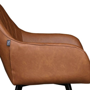 Esszimmerstuhl – Cognac PU-Leder, Schwarzes Metall, Federnder Sitz - Karl | Kick Collection