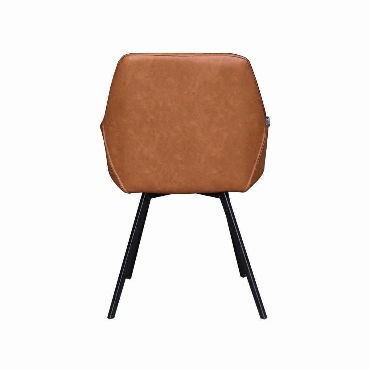 Esszimmerstuhl – Cognac PU-Leder, Schwarzes Metall, Federnder Sitz - Karl | Kick Collection