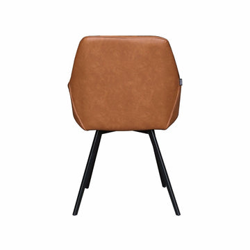 Esszimmerstuhl – Cognac PU-Leder, Schwarzes Metall, Federnder Sitz - Karl | Kick Collection
