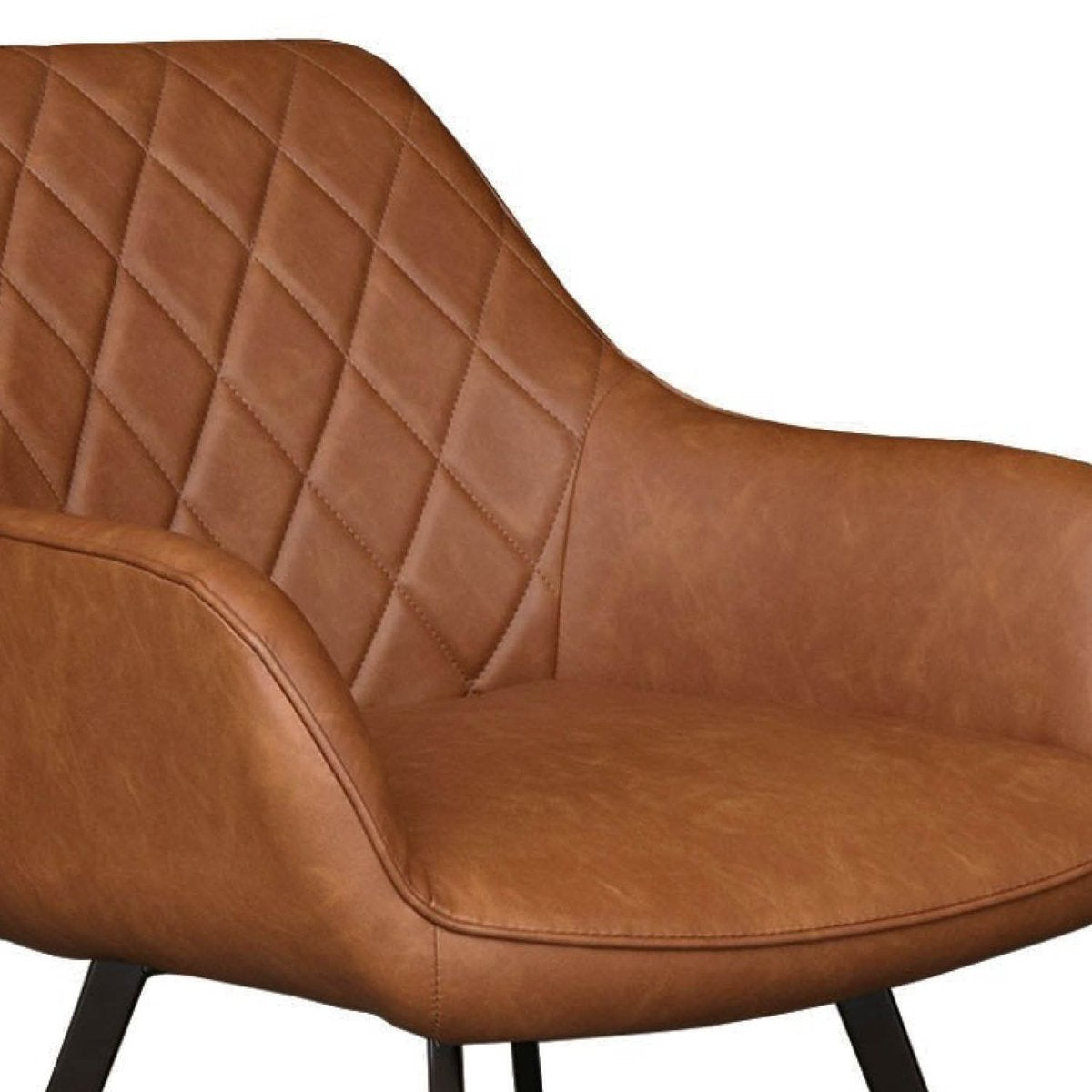 Esszimmerstuhl – Cognac PU-Leder, Schwarzes Metall, Federnder Sitz - Karl | Kick Collection